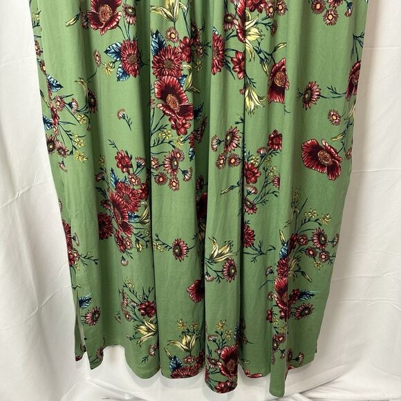 NWT Kiyonna Dress 4X Vienna Maxi Green Floral Slits Stretch Soft Boho Flowy - Picture 5 of 11